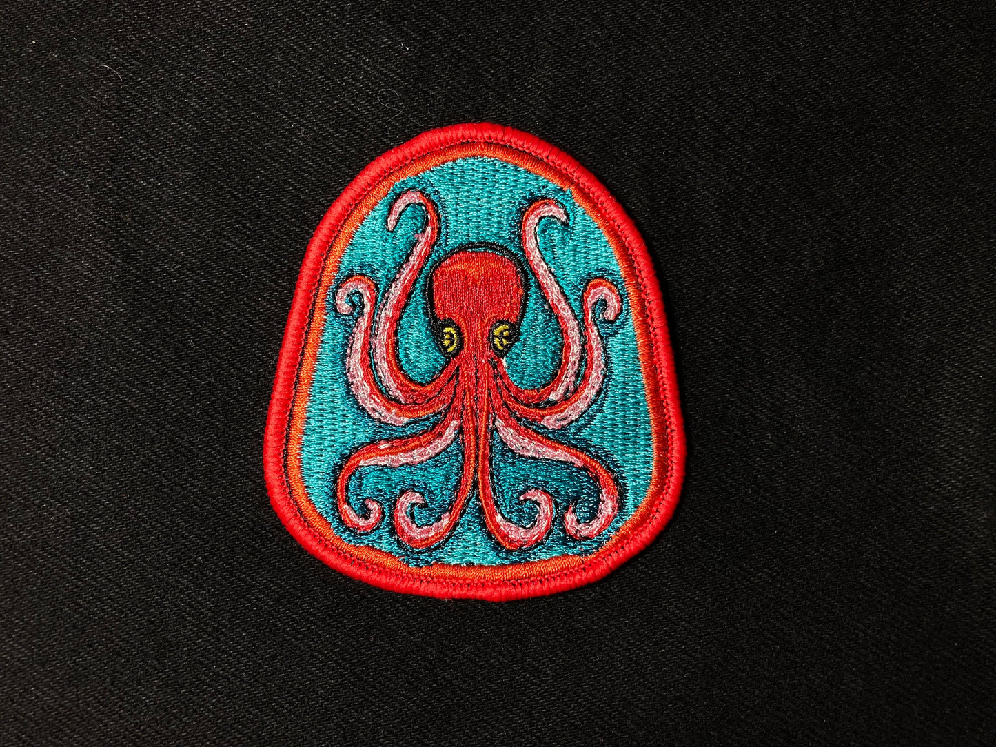 Octopus Patch - Embroidered Art Patch for Marine Biologists and Scuba Divers. Stylized Octopus Badge