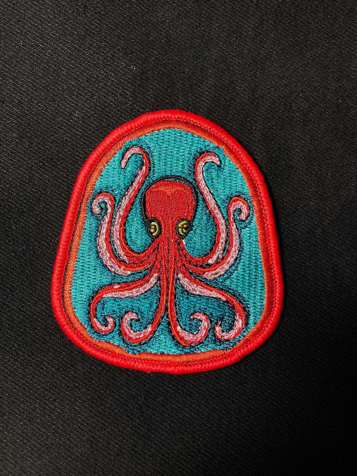 Octopus Patch - Embroidered Art Patch for Marine Biologists and Scuba Divers. Stylized Octopus Badge