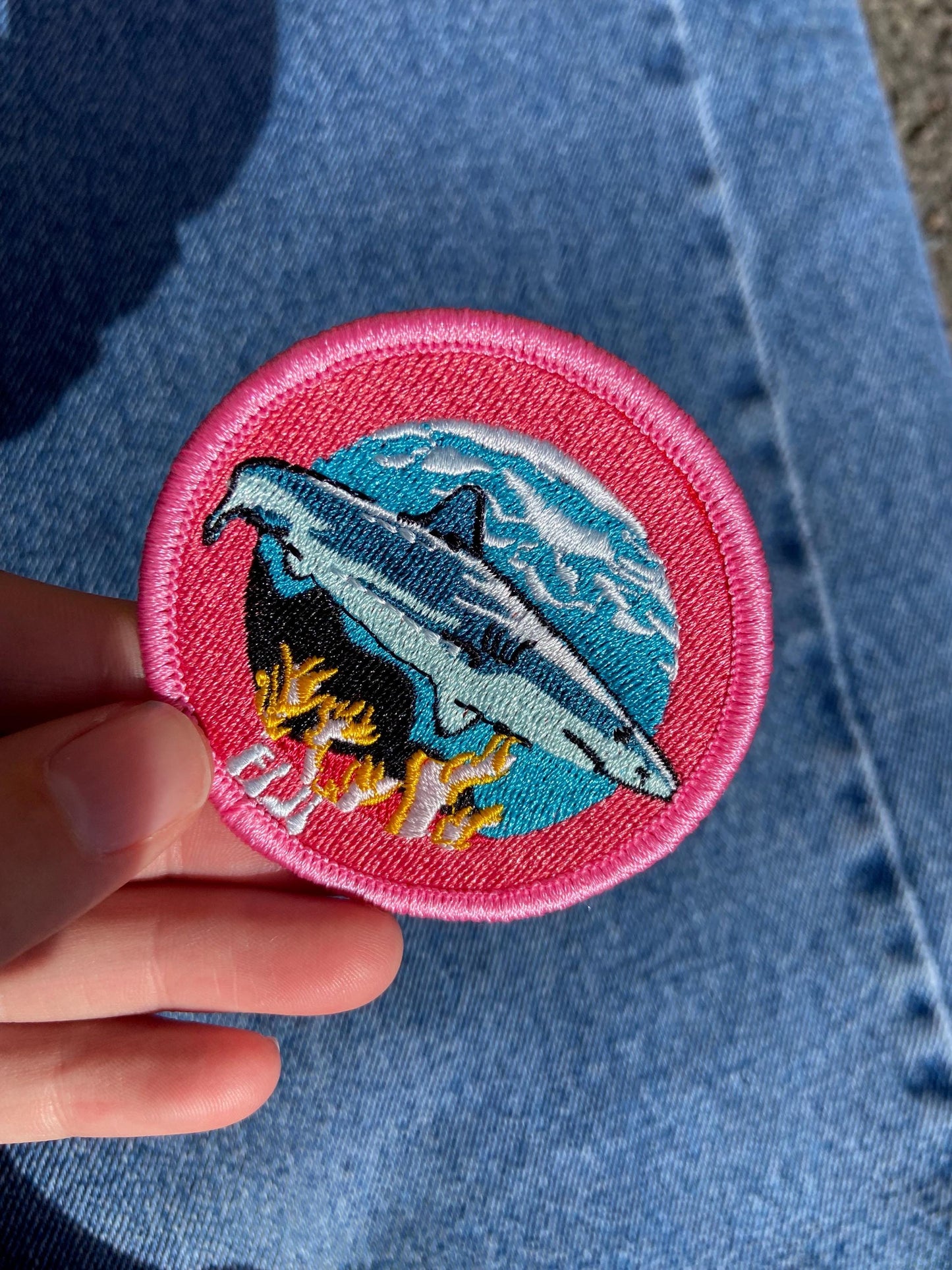 Fiji Scuba Diving Patch - Colorful Shark Design, Iron-On Collectible Travel Patch