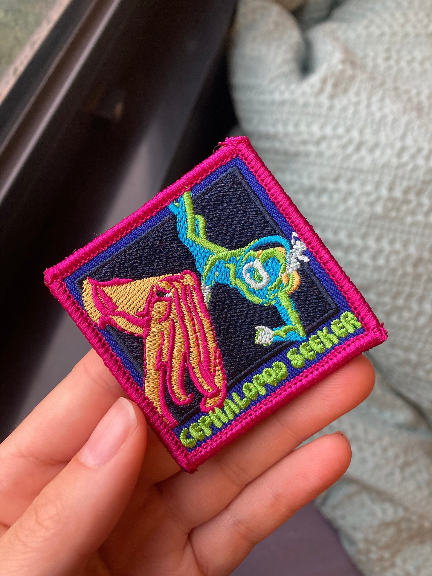 Cephalopod Seeker Patch - Colorful Embroidered Travel Collectible for Scuba Divers Ocean and Octopus Lovers