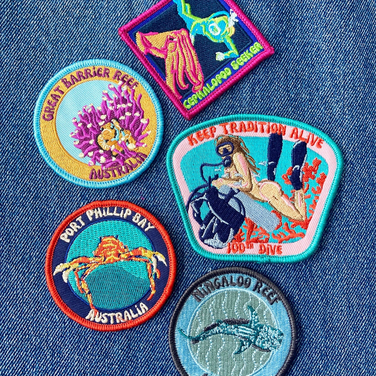 100th Dive Tradition Nude Diver Patch - Colorful Embroidered Souvenir for Divers and Ocean Enthusiasts