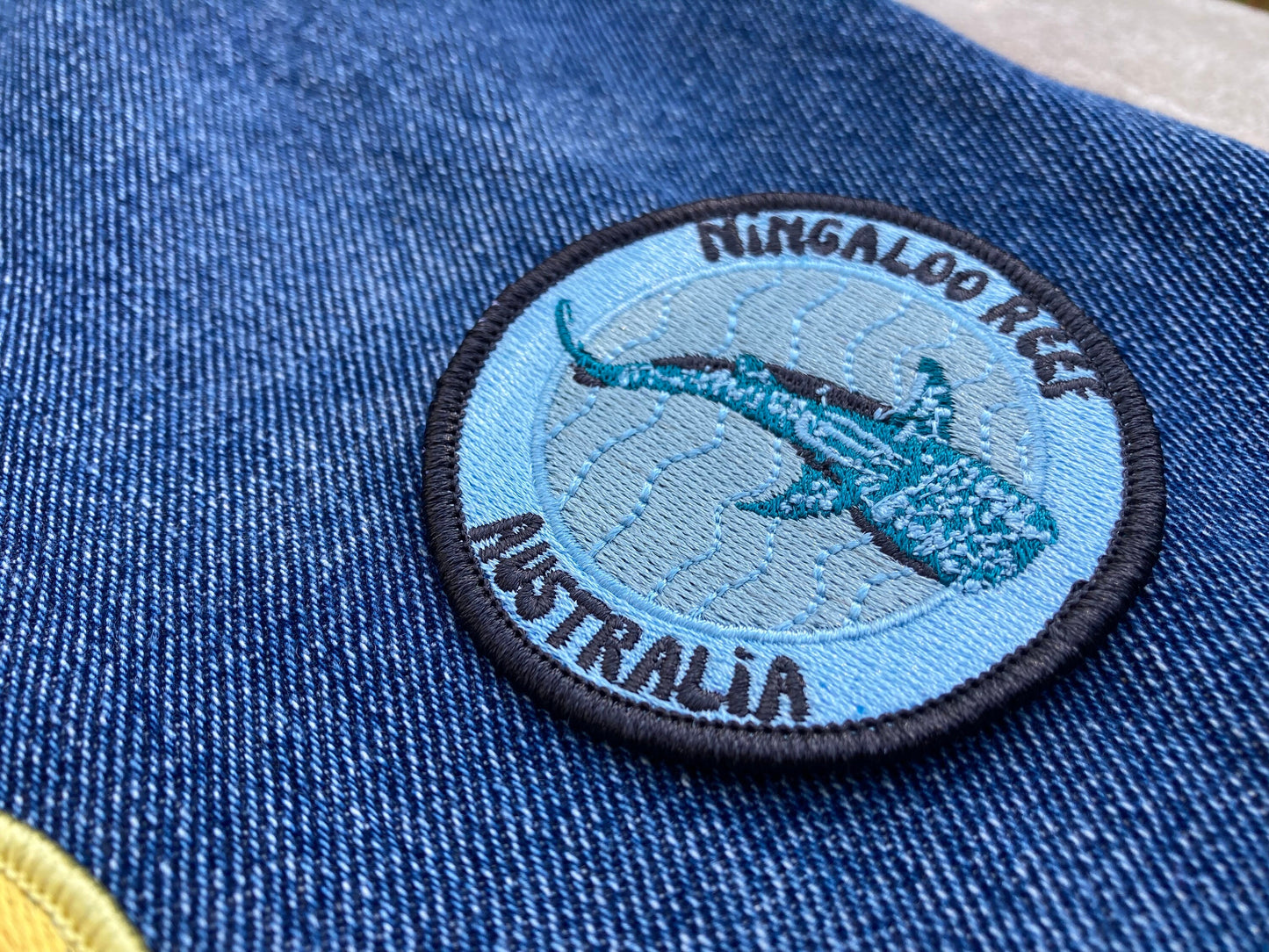 Ningaloo Reef Whale Shark Patch - Colorful Embroidered Souvenir for Divers and Ocean Enthusiasts