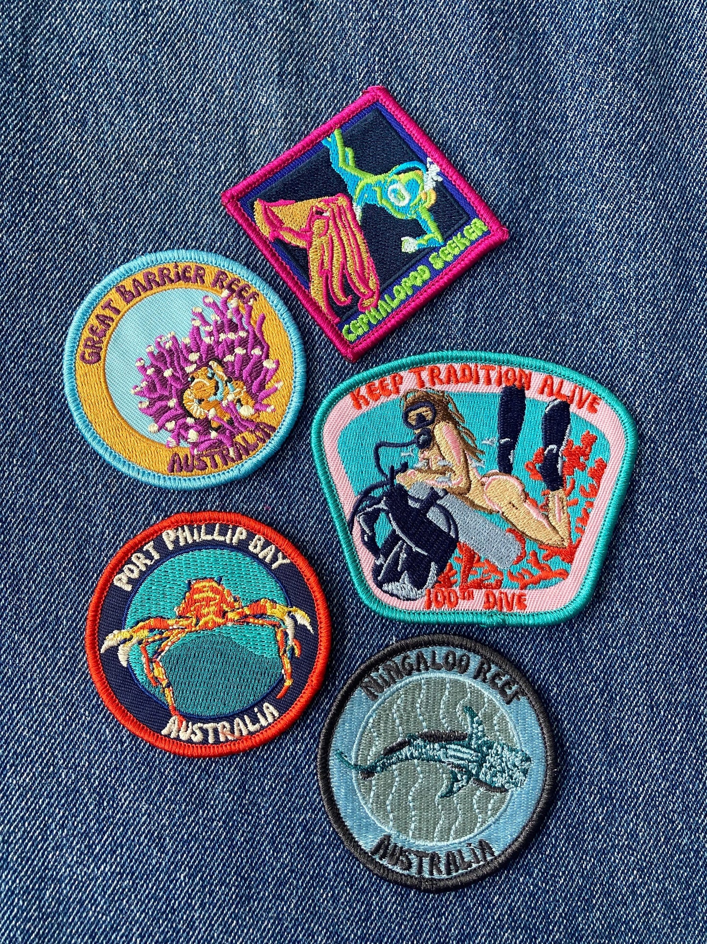 Cephalopod Seeker Patch - Colorful Embroidered Travel Collectible for Scuba Divers Ocean and Octopus Lovers