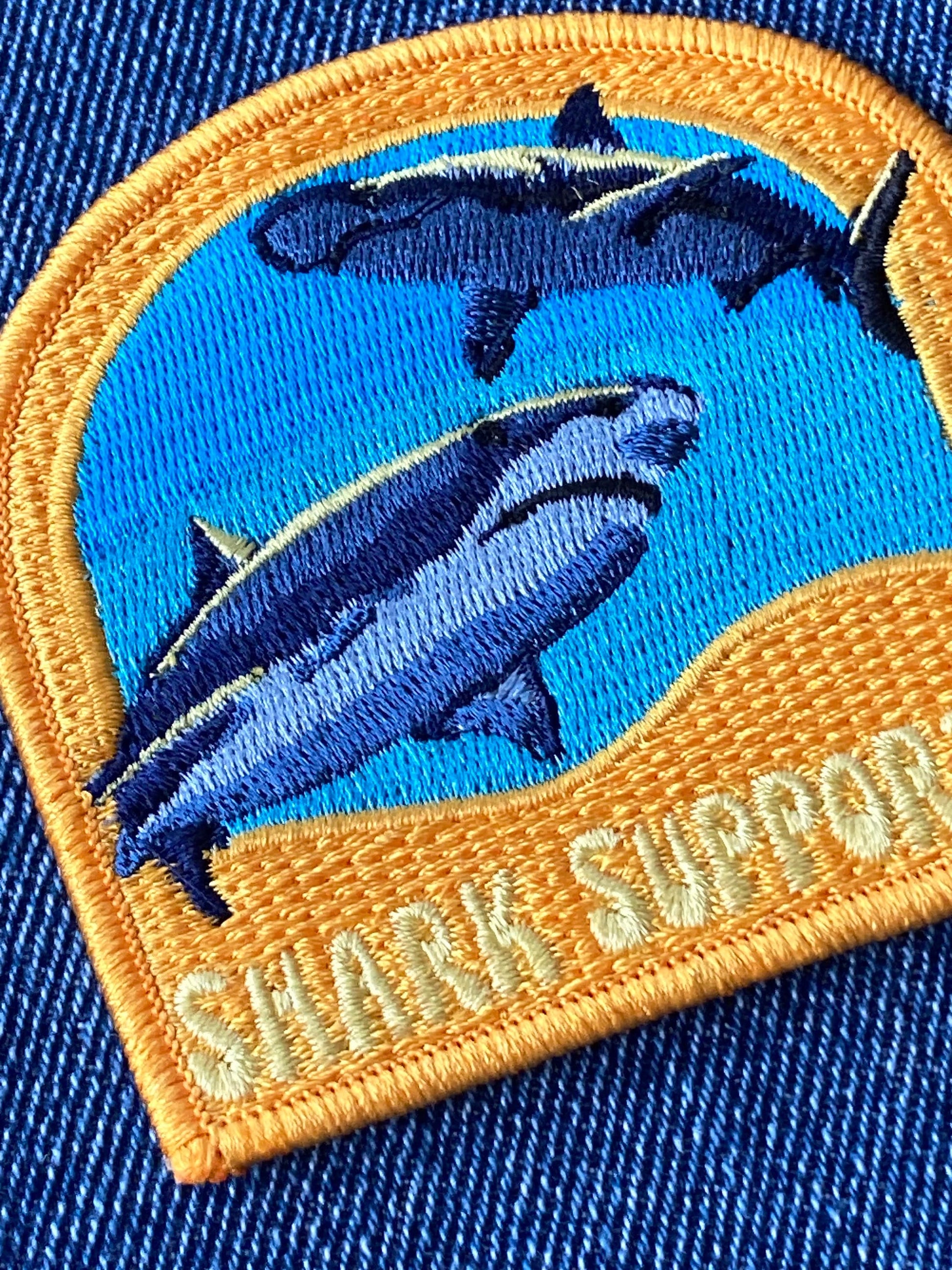 Shark Solid Applique Multi-Color Embroidered Hook & Loop Patch - 3