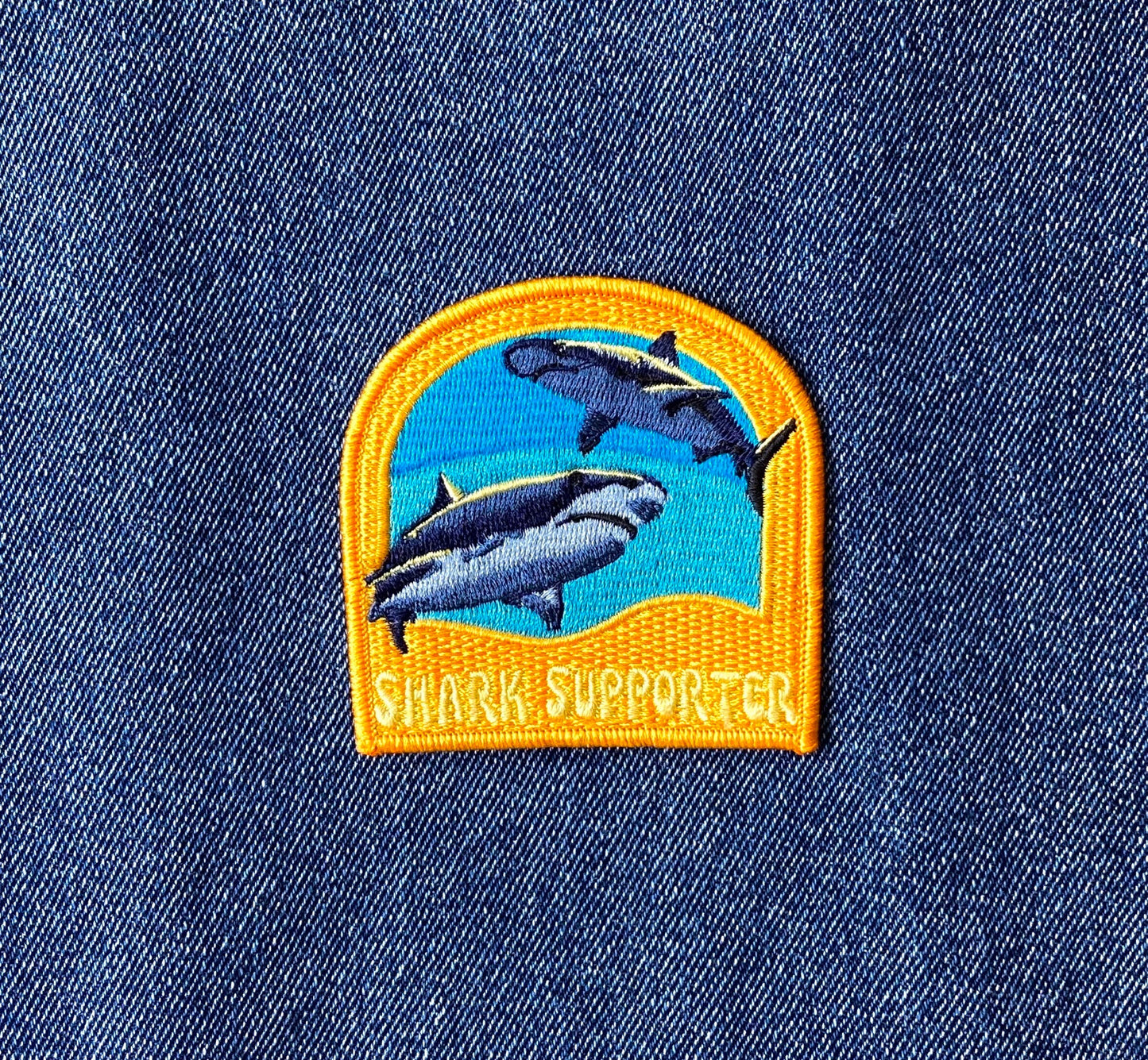 Shark Supporter Patch - Embroidered Travel Collectible for Shark Enthusiasts