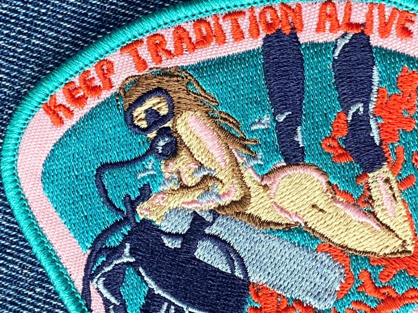 100th Dive Tradition Nude Diver Patch - Colorful Embroidered Souvenir for Divers and Ocean Enthusiasts