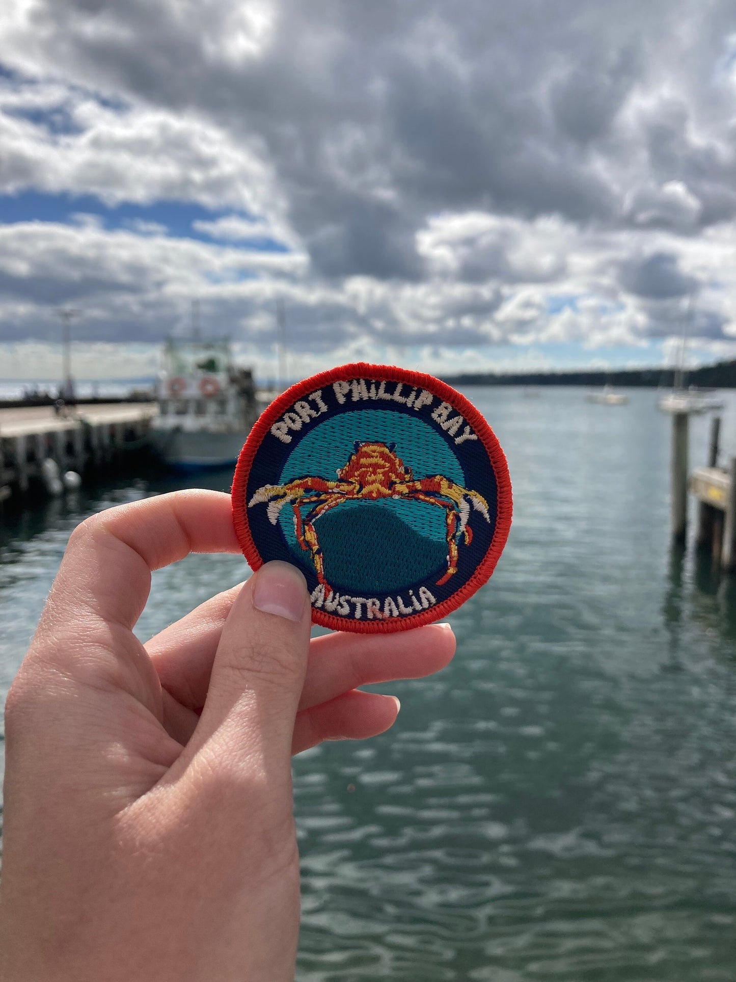 Port Phillip Bay Spider Crab Patch - Colorful Embroidered Souvenir for Divers and Ocean Enthusiasts