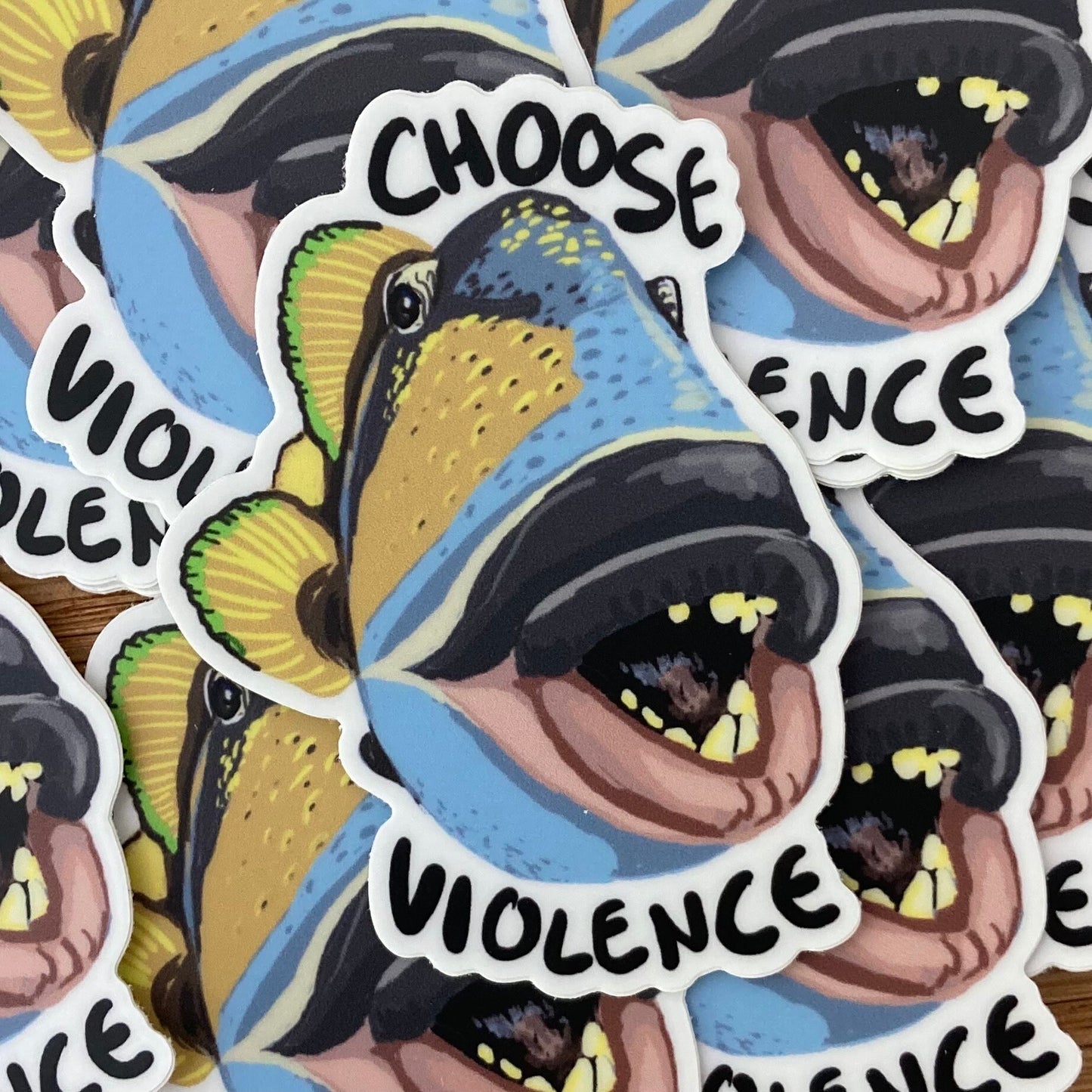 Trigger Fish Sticker Choose Violence Funny Sticker for Scuba Divers and Marine Biologists