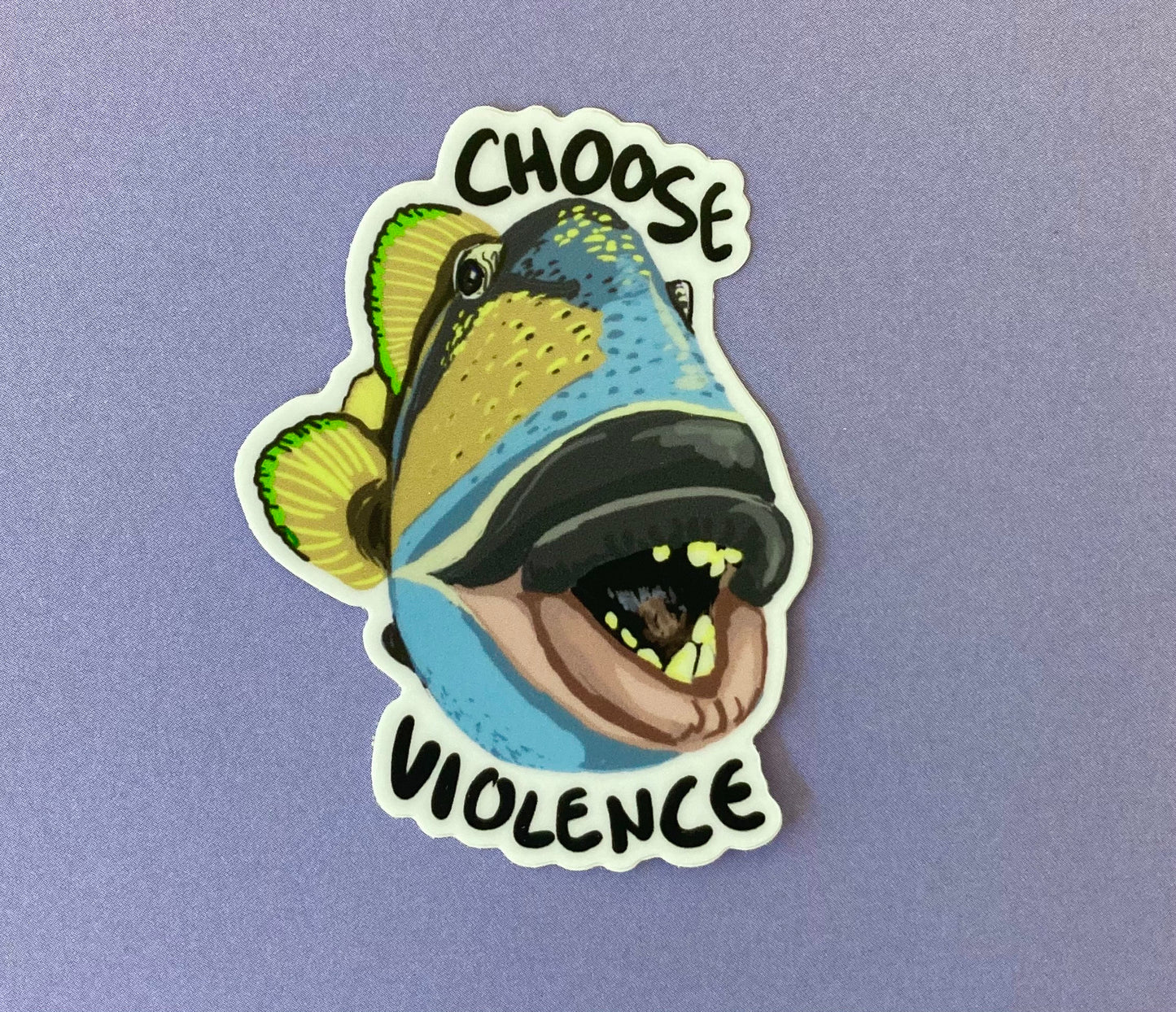 Trigger Fish Sticker Choose Violence Funny Sticker for Scuba Divers and Marine Biologists